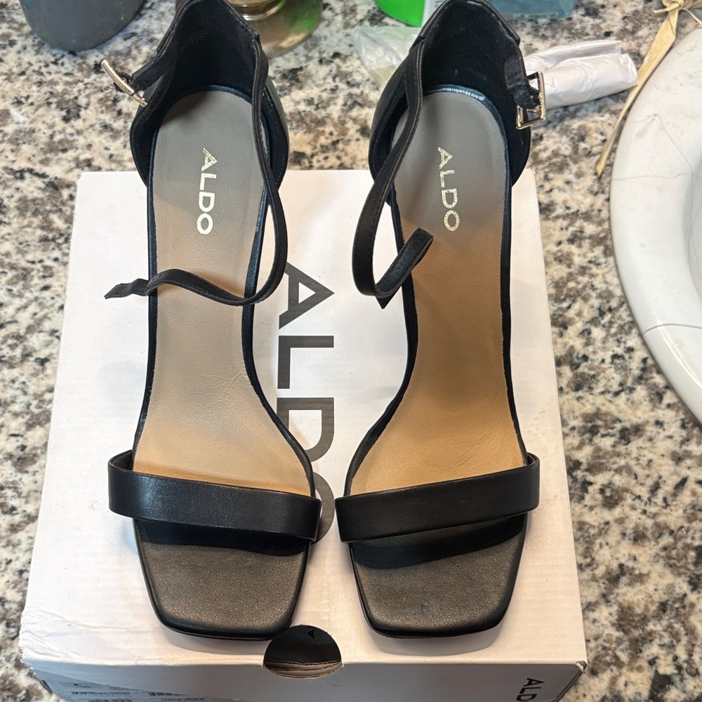 ALDO Black Strappy Block Heel Sandals